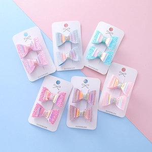 Barrettes Nœud à Paillettes Enfants Brillant Irisé Fait à la Main Pinces Crocodile Doux Accessoires de Cheveux Filles Bijoux