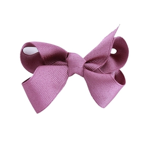 Elegant mauve double-layered ribbon bow hair clip with high-quality ribbed texture for girls