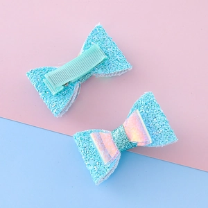 Barrettes à cheveux bleues pailletées pour filles avec centre coloré et détails de clip