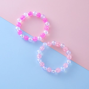 Sweet cracked bead bracelets in pink and aurora shades for girls jewelry collection