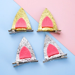 Pinces à Cheveux Oreilles d'Animaux à Paillettes pour Enfants Filles Barrettes Oreilles de Chien Mignonnes Avec Intérieur en Feutre Pinces Crocodile en Métal Accessoires de Fête