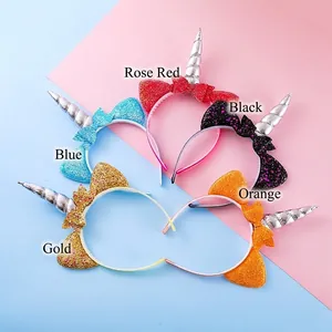 Cinq serre-têtes licorne avec oreilles à paillettes et cornes argentées pour filles