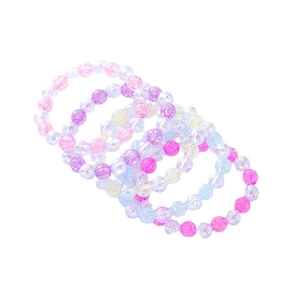 Five-piece sweet beaded bracelet set for girls with colorful crackle beads and faceted charms