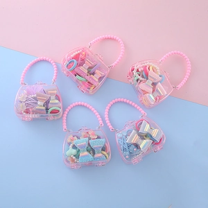 Collection Accessoires Cheveux Filles Couronne Nœud Pinces Élastiques En Boîte Cadeau Sac À Main Paillettes Maille Tissu Perle Artificielle