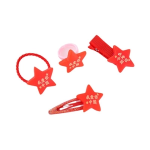 Lot de 7 pinces à cheveux étoiles rouges pour enfants avec motifs festifs dorés