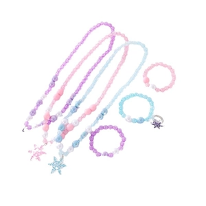 Kids snowflake jewelry set with beaded necklaces bracelets and rings for girls