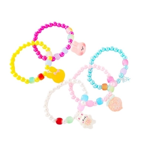 Set di braccialetti con perline colorate per bambini con ciondoli animali e fiocchi
