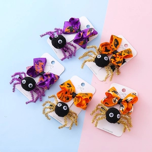Barrette à Cheveux Nœud Araignée d'Halloween pour Enfants Filles Drôle Araignée en Peluche 3D Pince Croco Fait à la Main Décoration de Fête Accessoires de Cheveux