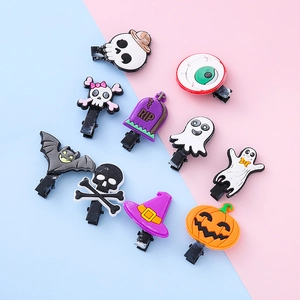 Pince à Cheveux Dessin Animé Halloween pour Enfants Fantôme Citrouille Chauve-souris Crâne Résine PVC Accessoires Cheveux Rigolos