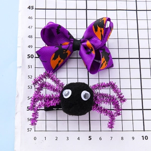 Pince à cheveux nœud sorcière violette et épingle araignée pailletée pour fête enfants