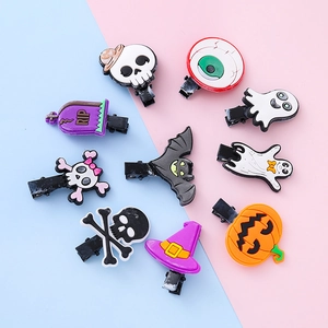 Lot de 10 pinces à cheveux Halloween avec motifs citrouille, fantôme et chauve-souris