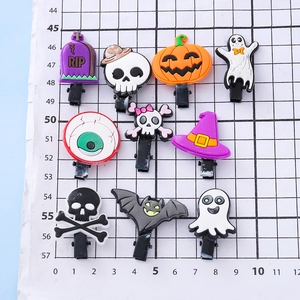 Lot de 10 barrettes Halloween en PVC avec fantômes citrouilles et squelettes