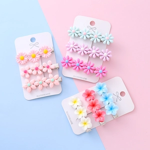 Süße Japanischer Stil Harz Blumen Haarklammern Set Macaron Farben Gänseblümchen Entenschnabel Clips Für Kinder Mädchen Haarschmuck