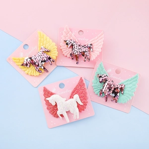 Barrettes à Cheveux Ailes d'Ange Pégase en Paillettes pour Enfants Épingle à Cheveux Licorne Brillante pour Filles