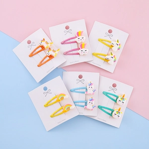 Mollette per Capelli BB per Bambini con Unicorno e Arcobaleno Glitter Metallo Resina Fermagli per Ragazze Accessori per Capelli