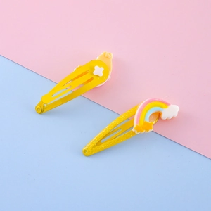 Simpatiche mollette per capelli unicorno gialle per ragazze con arcobaleno e fiori