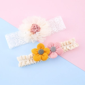 Süßes Baby Stirnband Set mit Spitzenblumen für Neugeborene und Kleinkinder Haarschmuck