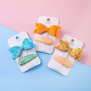 Barrettes à cheveux scintillantes pour filles avec nœuds en bleu, orange et rose