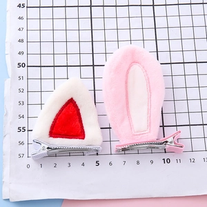 Japanese style plush cat ears and bunny ears hair clips set for children