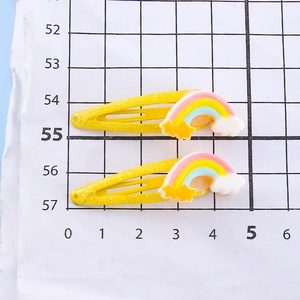 Simpatici fermagli per capelli arcobaleno in resina con clip BB gialle per bambini