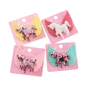 Barrettes à cheveux ailes de licorne scintillantes pour filles, lot de 4 couleurs
