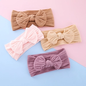 Baby Girls Elastic Headband Soft Knit Large Bow Hair Band Floral Print Newborn Infant Toddler Hair Accessories For Daily Party