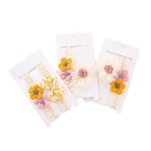 3er-Pack Baby-Stirnbänder aus Spitze mit Blumen in Macaron-Farben für Neugeborene