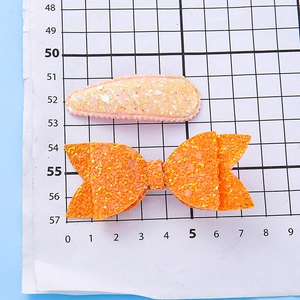 Lot de barrettes à cheveux avec nœud à paillettes orange dégradé pour petites filles