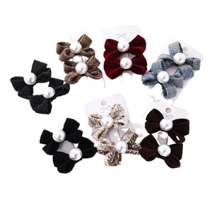 Set di fermagli per capelli a fiocco per bambini con perle in vari colori vintage