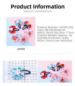Detailed size and material guide for cute cartoon resin bow hair clips for girls