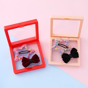 Boîtes à bijoux en film PE avec étoiles en tricot et pinces à cheveux nœud velours enfants