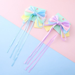 Princess ribbon hair clip with large macaron bow for girls and stage performances