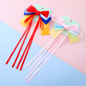 Princess style hair bows with long ribbons in vibrant primary and macaron pastel colors