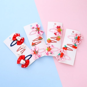 Set di fermagli per capelli per bambini con coniglietto cartone frutta e fiocchi