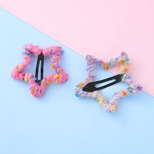 Barrettes à cheveux en forme d'étoile en laine avec points colorés pour filles