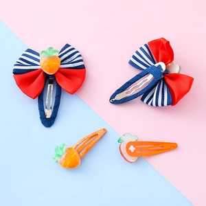 Set di fermagli per capelli per bambini con fiocchi e carote in rosso e blu per bambine