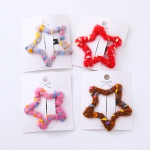 Barrettes étoile en maille pour filles avec textures de fil colorées en quatre tons