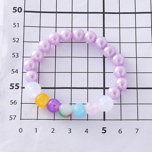 Charming lavender beaded bracelet for girls with colorful textured faux pearl accents