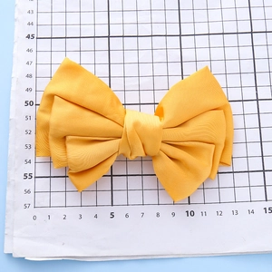 Ginger yellow polyester handmade bow hair clip for girls with 13cm width measurement