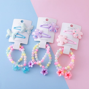 Coffret accessoires cheveux avec barrettes et chouchous en perles pour fillettes