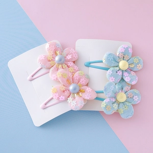 Sweet children's floral hair clips with sequins and mesh petals for girls