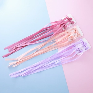 Barrettes à Cheveux Nœud en Ruban de Satin pour Enfants avec Longs Rubans Pinces Bec de Canard Faites Main Accessoires de Cheveux pour Filles