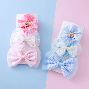Accessoires De Pinces À Cheveux Pour Filles En Maille Et Dentelle Avec Bouton En Bois En Étoile Pour Enfants Décor Quotidien