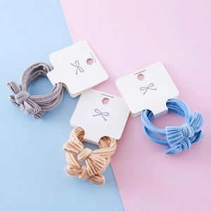 Three-piece colorful bow towel hair rings set with high-elasticity ribbed fabric