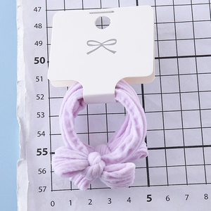 Lavender purple butterfly bow elastic hair tie for girls on 5cm display card