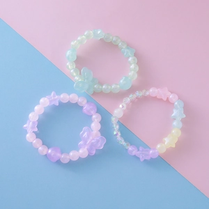 Ensemble de bracelets de perles sirène rose pour fille avec adorables nœuds papillon