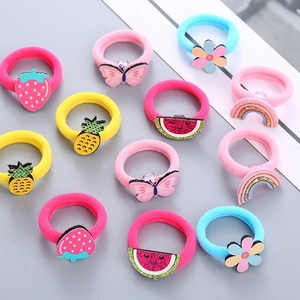 Élastiques à Cheveux Enfants Dessin Animé Fruits Fleurs Papillons Haute Élasticité Tissu Éponge Accessoires Cheveux Filles