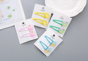 Détails de pinces à cheveux colorées en résine avec desserts pour petites filles