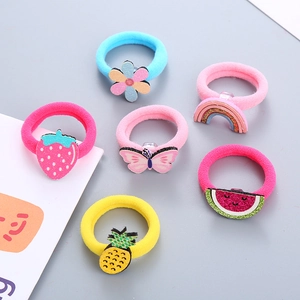 Lot de 6 chouchous élastiques pour enfants avec motifs fruits et fleurs à paillettes