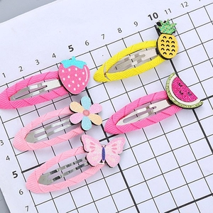 Set di 5 fermagli per capelli BB colorati con glitter a tema frutta e fiori per bambini